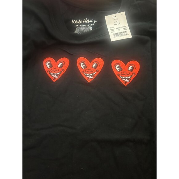 New with Tags Boys' Keith Haring Heart Smiles Graphic T-Shirt - Black XXL - Picture 2 of 2